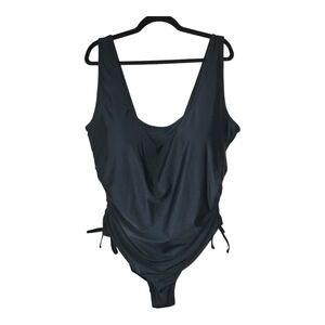 J.CREW Ruched side-tie one-piece swimsuit, 24 (3X), Black, padded, lined, NWT